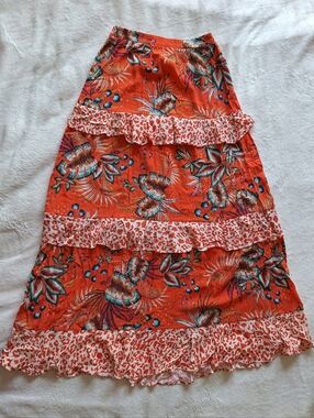 NWT Farm Rio for Anthropologie Tiered Maxi Skirt XS Tropical Leopard 🏝️